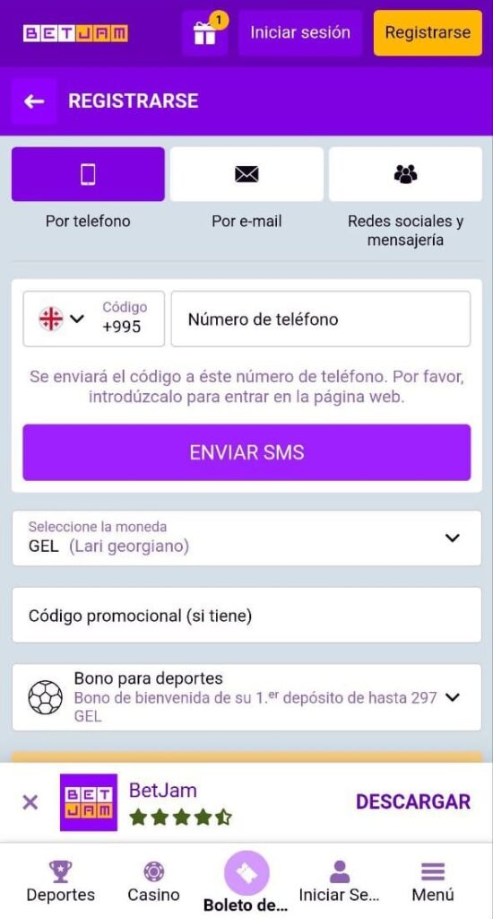 Descarga la app móvil BetJam y disfruta del juego