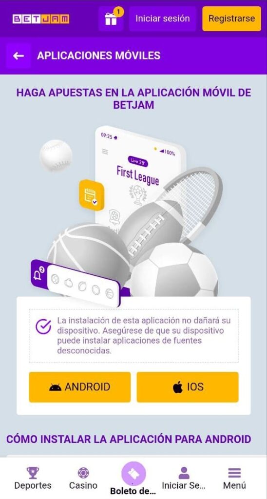 Descarga la app móvil BetJam y disfruta del juego